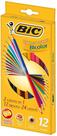 Lápis de Cor Sextavado Bicolor BIC, 7422104, 12 Lápis/24 Cores Vibrantes + 1 Apontador, Aponta Fácil