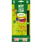 Lápis de COR Sextavado ECO 12 Cores com KIT Escolar Pacote com 4