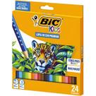Lápis de Cor Sextavado Kids Madeira Resistente 24 Cores Bic
