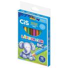 Lápis de Cor Sextavado Plastic Big Estojo com 12 Cores - Cis Lápis de Cor Sextavado Plastic Big Estojo com 12 Cores - Cis