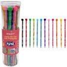 Lápis de cor triangular com pompom fini - pote 12 un leo&leo