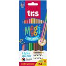 Lápis de COR Triangular Mega SOFT Bicolor TONS de Pele 24 Cores Pacote com 6