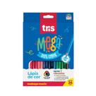 Lápis de Cor Tris MEGA 36 Cores Vibrantes Corpo Triangular Traço Macio