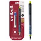 Lápis mecânico Uni-Ball Kuru Toga 0,7 mm com recargas e borrachas