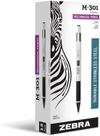 Lápis mecânico Zebra Pen M-301 em aço inoxidável 0,5 mm, pacote com 12
