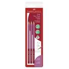Lápis preto grip 2001 Two Tone Rosa SM/2001BTTRS com 3 unidades - Faber-Castell