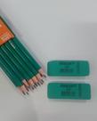 lapis preto HB verde com 12 unidades + 2 borrachas verde mercur