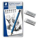 Lápis Preto STAEDTLER Lumograph Mars 12 Graduações + Borracha Lápis Preto STAEDTLER Lumograph Mars 12 Graduações + Borracha
