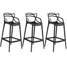 Laraz Home Decor, Kit 3 Banquetas Alta Allegra Design 76 cm - Preto
