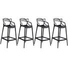 Laraz Home Decor, Kit 4 Banquetas Alta Allegra 76 cm Polipropileno - Preto