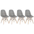 Laraz Home Decor, Kit 4 Cadeiras Charles Eames Eiffel Botonê - Cinza Madeira Clara