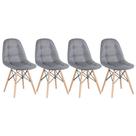Laraz Home Decor, Kit 4 Cadeiras Estofadas Eames Eiffel Botonê - Madeira clara Cinza Escuro
