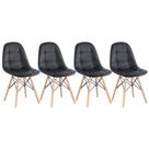 Laraz Home Decor, Kit 4 Cadeiras Estofadas Eames Eiffel Botonê - Madeira clara Preto