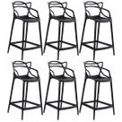 Laraz Home Decor, Kit 6 Banquetas Allegra Média 66 cm - Preto
