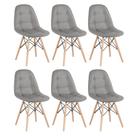 Laraz Home Decor, Kit 6 Cadeiras Estofadas Eames Eiffel Botonê - Madeira Clara Cinza