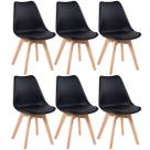 Laraz Home Decor, Kit 6 Cadeiras Leda com Assento Estofado - Preto