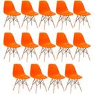 Laraz, KIT - 14 x cadeiras Charles Eames Eiffel DSW - Base de madeira clara - Laranja