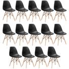 Laraz, KIT - 14 x cadeiras Charles Eames Eiffel DSW - Base de madeira clara - Preto