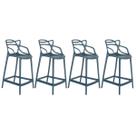 Laraz, Kit 4 banquetas médias bancada cozinha Masters Allegra 66 cm Azul Petróleo