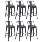 Laraz, Kit 6 banquetas médias Iron Tolix com encosto 66 cm - Cinza Escuro