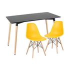Laraz, Kit - Mesa de jantar retangular Eames 60 x 120 cm preto + 2 cadeiras Eiffel Dsw Amarelo Laraz, Kit - Mesa de jantar retangular Eames 60 x 120 cm preto + 2 cadeiras Eiffel Dsw Amarelo