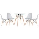 Laraz, Kit - Mesa de vidro Eames 100 cm + 4 cadeiras Eiffel Dsw cinza claro