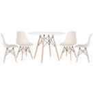 Laraz, Kit - Mesa Eames 100 cm branco + 4 cadeiras Eames Eiffel Dsw creme Laraz, Kit - Mesa Eames 100 cm branco + 4 cadeiras Eames Eiffel Dsw creme