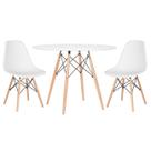 Laraz, Kit - Mesa redonda Eames 100 cm branco + 2 cadeiras Eiffel Dsw Branco