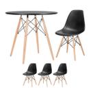 Laraz, Kit - Mesa redonda Eames 80 cm preto + 3 cadeiras Eiffel Dsw Preto