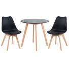 Laraz, Mesa de jantar redonda 70 cm preto + 2 cadeiras Leda preto