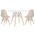 Laraz, Mesa redonda Eames 100 cm branco + 2 cadeiras Eiffel Dsw