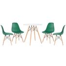 Laraz, Mesa redonda Eames 70 cm branco + 4 cadeiras Eiffel DSW Verde escuro