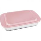 Lasanheira Vidro Temperado 3,7L Marinex com Tampa Rosa