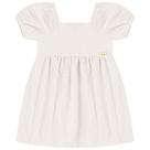 Lasie branco desenhada vestido infantil de menina mangas princesa com forro
