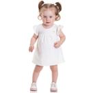 Lasie branco vestido feminino bebê elegante batizado natal ano novo com forro e tapa fralda