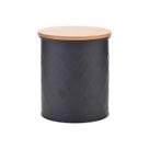 Lata com Tampa Bambu Diamond Preta 12x14x12Cm Metal