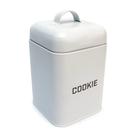 Lata de Biscoito Cookies Quadrada Retrô Metal Alça - Branco