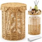 Lata de lixo de vime Ctosree 5L com tampa e 100 sacos plásticos marrons