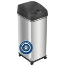 Lata de lixo iTouchless Rolling 49L com sensor de cozinha com tampa e rodas