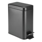Lata de lixo mDesign pequena e moderna de metal 5L com tampa e alça preta