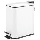 Lata de lixo mDesign Slim Metal 5L com pedal e tampa - branca
