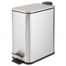 Lata de lixo mDesign Slim Metal 5L com pedal e tampa de aço inoxidável