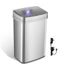 Lata de lixo Ninestars Nova Series 50L com controle de odor prateada