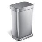 Lata de lixo simplehuman 45L/12 galões de aço inoxidável sem usar as mãos