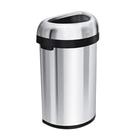 Lata de lixo simplehuman 60L semi-redonda de aço inoxidável de topo aberto