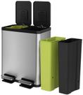Lata de lixo Simpli-Magic 60L com compartimento duplo em aço inoxidável