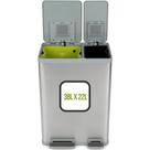 Lata de lixo Simpli-Magic 60L com tampa de fechamento suave em aço inoxidável