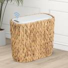 Lata de lixo Trongee Boho 13.25L Automática Rattan com tampa