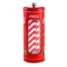 Lata porta-canudos de coca The Tin Box Company com 20 canudos de papel no interior, 3-3/8 x 8-1/4" H, vermelha e branca (771517-12) - boa para canudos de 8" ou menos