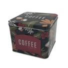 Lata Porta Capsulas Metal Coffee Flowers Preto